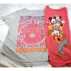 2 Girls Youth XXL Shirts Disney Woodstock
